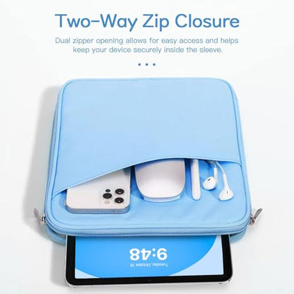 Dadanism 9-11 Inch Tablet Sleeve Bag Carrying Case, Baby Blue | Fits iPad (A16) 11th Gen 11", iPad 10th Gen 10.9" Air 5/4, iPad Air M4/Pro 11", iPad 9/8/7th 10.2", Galaxy Tab A11+ Plus 11" - color: Light Blue, size: 9-11 inch