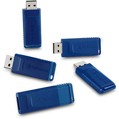 Verbatim 99810 16GB USB 2.0 Flash Drive - Cap-Less & Universally Compatible - 5 Pack - Blue | Cap-Less, Universally Compatible - size: 16 GB-5 Pack