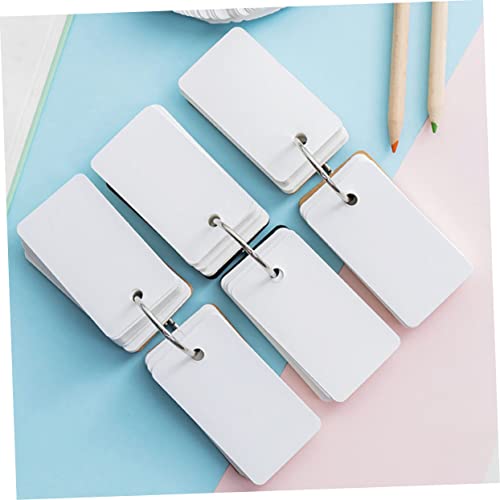 Lurrose 4pcs Blank Flashcards Portable Words Memory Cards Binder Ring Notecards for Travel Study Office - size: 7.00X4.00X3.00CM