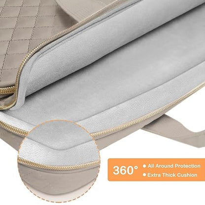 MOSISO 360 Protective Laptop Case 16 inch,15-15.6 inch Laptop Sleeve Compatible with MacBook Pro 16 M5 M4 M3 M2 M1 HP Acer Dell Lenovo,Square Quilted Bag Cover with 2 Pockets&Handle&Belt, Taupe Brown - color: Taupe Brown, size: 16 inch