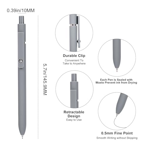 Ddaowanx Gel Pens, 0.5mm Fine Point Quick Dry Black Ink Pens Retractable, Nursing School Essentials,School Supplies, Gifts for Women (6Pcs-Black Ink) - color: 6Pcs-Black Gray White-Black Ink