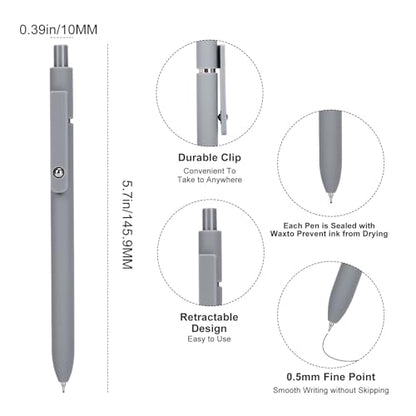 Ddaowanx Gel Pens, 0.5mm Fine Point Quick Dry Black Ink Pens Retractable, Nursing School Essentials,School Supplies, Gifts for Women (6Pcs-Black Ink) - color: 6Pcs-Black Gray White-Black Ink