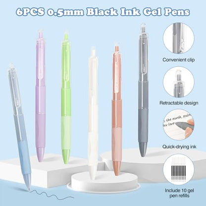 MoKo Pencil Case with Supplies, 56Pcs Aesthetic School Set, Pink | Includes 12 gel pens, 12 highlighters, 6 mechanical pencils, refills, sticky notes, index tabs, rulers and correction tapes. - color: Pink-56P