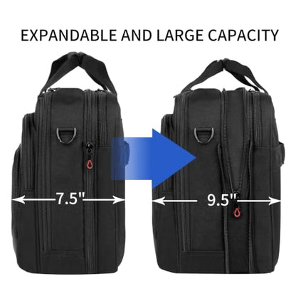 KROSER Laptop Bag 17.3 Inch Premium Laptop Briefcase, Expandable Water Repellent Laptop Shoulder Messenger Bag Durable Computer Case for Business/Travel/Men/Women (Black/Red) | Expandable design, padded laptop compartment, luggage strap for business and t