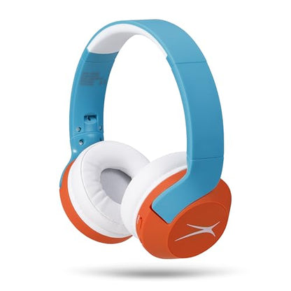Altec Lansing Kid Safe Noise Cancelling Wireless Headphones 15H Battery, 85dB Volume Limit, Foldable Design Powerful Sound, Active Noise Cancellation Perfect for Kids Ages 7+ - color: Turquoise Orange