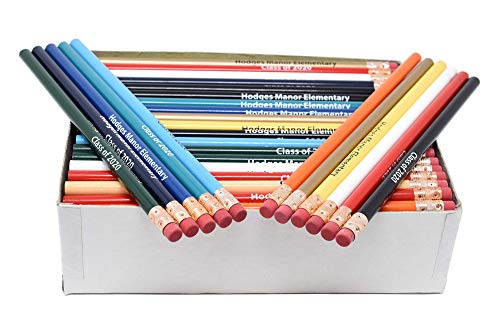 Pencil Guy Promotional Personalized Black Round Pencils | 144 to a box, Imprinted, 19 color(s) to choose from - color: Black, size: 1 Count (Pack of 144)