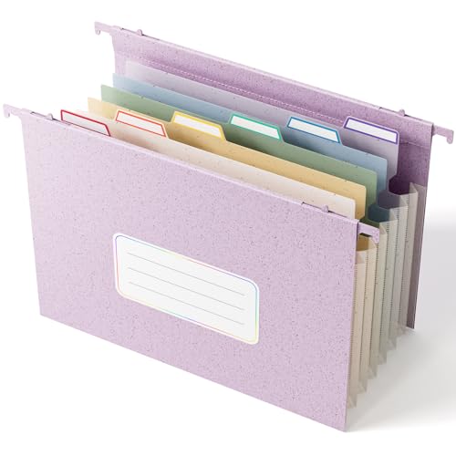 EcoStash Wheat Straw Expanding Hanging File Folders,1.2" Accordion Pockets,File Organizer,Large Capacity,Letter Size for Filing Cabinet, 100% BPA Free, Return to Nature, Healthy Living-Lavender purple - color: Lavender Purple, style: 1 pack