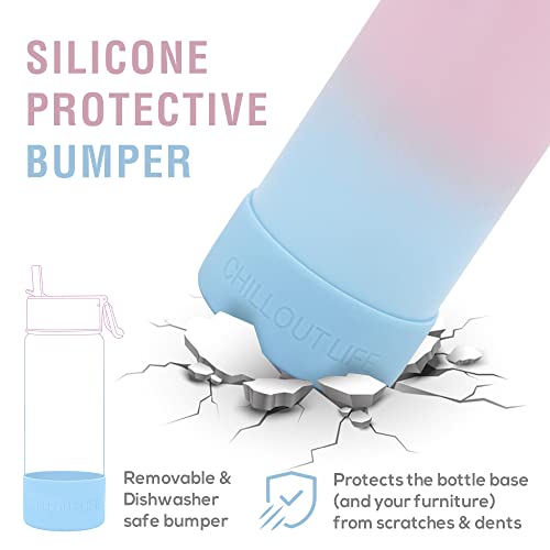 CHILLOUT LIFE 22oz Insulated Stainless Steel Water Bottle with Leak Proof Straw Lid & 144 Stickers - color: Cotton Candy, style: 22 oz