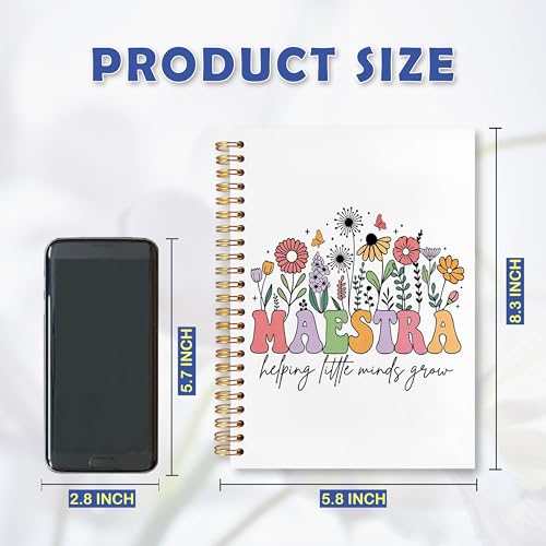 JUDFNCDE Teacher Maestra Appreciation Gifts, Regalo Para Maestra,Helping Litlle Minds Grow Floral Hardcover Notebook Journal 5.5 x 8.3 - color: Maestra-Floral