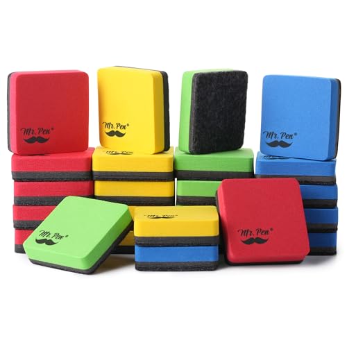 Mr. Pen- Mini Magnetic Dry Erase Erasers, 2" x 2", 24 Pack | Colorful Small Magnetic Whiteboard Dry Erase Erasers Bulk for Kids, Teachers, Students and Classroom Supplies - color: Bright Colors, size: Square