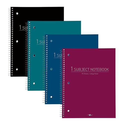 ROARING SPRING College Ruled Spiral Notebook, 1 Subject Writing Notebook, 24 Pack, Durable Poly Cover, 70 Sheets, 10.5" x 8", Made in USA, Ideal for Students, School, & Office