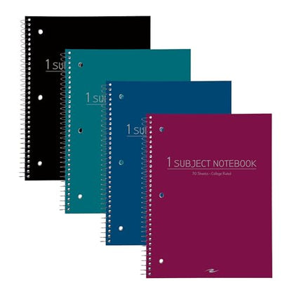 ROARING SPRING College Ruled Spiral Notebook, 1 Subject Writing Notebook, 24 Pack, Durable Poly Cover, 70 Sheets, 10.5" x 8", Made in USA, Ideal for Students, School, & Office