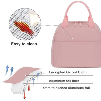 LEDAOU Kids Lunch Bag for Girls, Insulated School Lunch Box, Lightweight | Insulated interior, lightweight design, front pocket, smooth dual zippers, ideal for school and travel - color: Pink