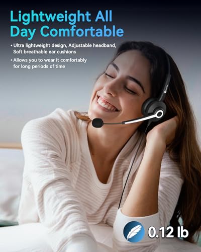 Voistek USB Headset with Microphone, Computer Headphones for PC Laptop, Wired Office Headset with Noise Canceling Microphone & in-line Control for Work, Zoom, Teams, Online Meetings, Call Center - color: Dark Gray