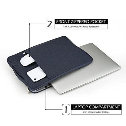 15 Inch Laptop Sleeve Case Carrying Bag Compatible with MacBook Air 15 inch M4 M3 M2/Pro 15 A1707 A1990, Waterproof Chromebook Cover Computer Zipper Pouch with Handle Pocket, Navy Blue - color: Navy Blue, size: 15"-15.4"