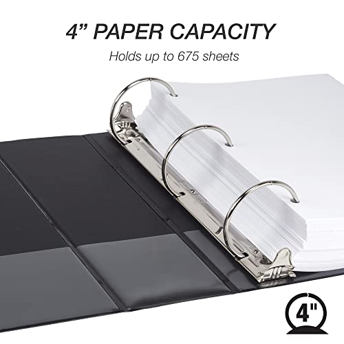 Samsill 4 Inch 3 Ring Binder, Economy Round Ring, Clear View Cover, 675 Sheet Capacity - for School, Home, Office - Black - size: 1-Pack, style: 4 Inch