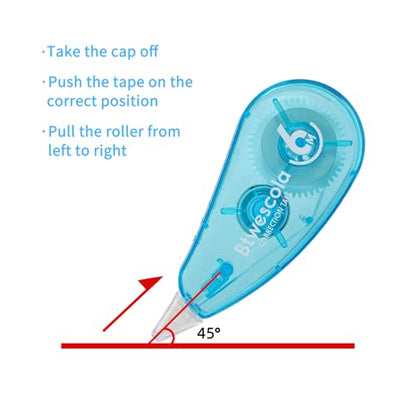 Correction Tape, Easy to Use Applicator for Instant Corrections, 19.7 Feet 6-Count Pack Correction Tape for School, Office, Crafting (6pcs/Set)