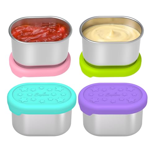 SOPHICO 3 oz Sauce Salad Dressing Container with Silicone Lid,Condiment Box | Salad Dressing Container To Go, Small Condiment Containers - color: MIX,3oz,4 PACK