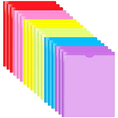 Heavy Duty Plastic Folders with Clear Front Pocket and 3 Prongs - Assorted Colors, Letter Size, 18 Pack - size: 18, style: Heavy Duty 2 Pockets with 3 Prongs