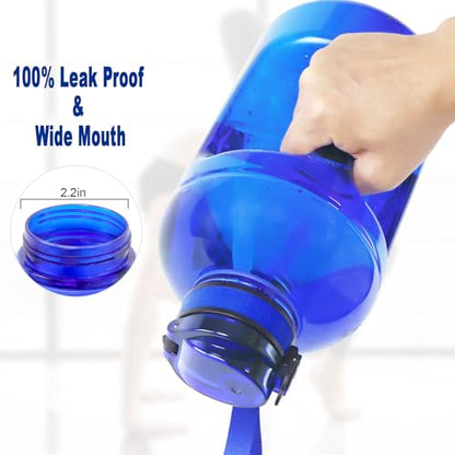 GEMFUL 2 Pack 3 Liter Water Bottle with Straw 101oz BPA-Free Leakproof Water Jug with Time Marker Handle for Gym Fiteness