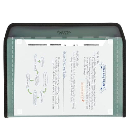 Five Star Expanding File Organizer + Study App, 7-Pocket Accordian File Organizer, Zipper Closure, Holds 11" x 8-1/2", Seaglass Green (350099C-ECM)