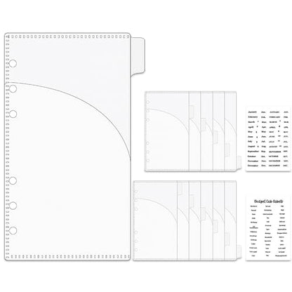 Mogoostry 12pcs A6 Binder Pocket 6Tabs Cash Envelopes with Label Sticker A6 Budget Sheets 2 Pockets Binder Divider Inserts Frosted Money Organizer - color: 12pcs Frosted Envelope