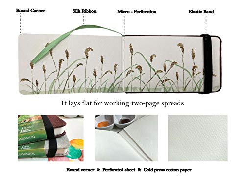 tumuarta Cotton Watercolor Paper Journal Mixed Media Pad On The Go | 3.5x5.5”, 140 LB, 300 GSM, Cotton Paper, Cold Press, 24 Sheets, Watercolor Sketchbooks for Use As Travel Drawing Book - color: Black