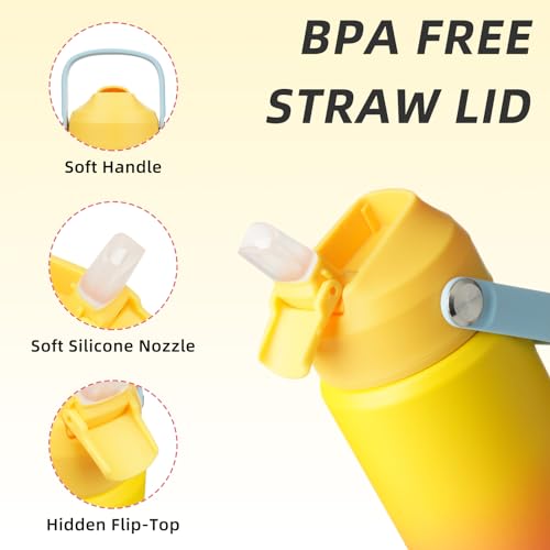 BJPKPK Insulated Water Bottle with Straw Lid, 18oz Thermo Water Bottles with Soft Nozzle, Flex Handle & Non-slip Boot, BPA Free Leak Proof Stainless Steel Metal Thermo, Tumblers, Cups,Rainbow - color: Rainbow, size: 18 Ounces
