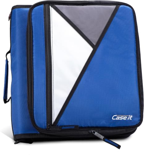 Case-it The Universal Zipper Binder - 2 Inch O-Rings Padded Pocket That Holds up to 13 Laptop/Tablet Multiple Pockets 400 Page Capacity Comes with Shoulder Strap Midnight Blue LT-007 (Pack of 6) - color: B Midnight Blue, size: 6 Pack