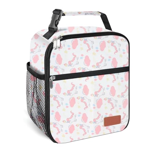 Lunch Box for Men & Women Durable Lunch Bag for Girl Reusable Kids Lunchbox White Unicorn - color: White Unicorn