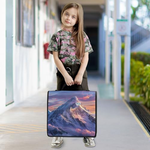 Mountains Zipper Binder with Shoulder Strap & Handle for Easy Carry, 1.5 Inch 3-Ring Binder for School, Expansion Panel and Expanding File