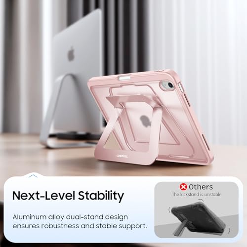 Fintie Shockproof Case for iPad (A16) 11th Generation 11 Inch (2025), iPad 10th Generation 10.9 Inch (2022) - [Built-in Pencil Holder] Slim Frosted Hard Cover with Multi-Angle Kickstand, Light Pink - color: Light Pink