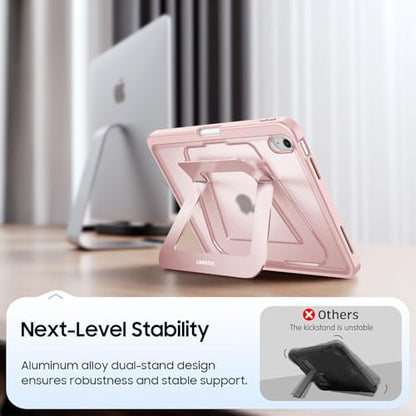 Fintie Shockproof Case for iPad (A16) 11th Generation 11 Inch (2025), iPad 10th Generation 10.9 Inch (2022) - [Built-in Pencil Holder] Slim Frosted Hard Cover with Multi-Angle Kickstand, Light Pink - color: Light Pink