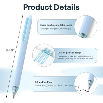 Premium Blue Gel Pens - Smooth Writing, Quick Dry, Set of 12 - Ideal for Journaling, Note-Taking, Art Supplies - color: 12 Blue Black Ink