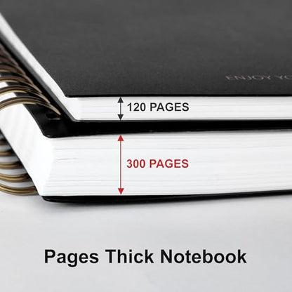 Yoment B5 Spiral Notebook,300 Pages College Ruled Lined Journal,Hardcover | 100GSM thick paper,7 x 10 inches Black hardcover with lay-flat binding and inner pocket for school,office,work,study - color: Black
