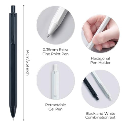 M&G 6 Pcs Gel Pens, 0.35mm Black Ink Gel Pen Fine Point Pens, Retractable Gel Ink Rollerball Pens, Quick Dry Gel Ink Pens with Large Capacity Ink Smooth Writing for Office Schoo