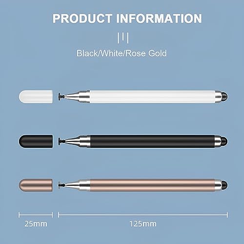 2-in-1 Stylus Pen for Touch Screen, 3pcs High Precision Universal Stylus Pen for iPad Compatible with Apple, iPhone, iPad, Android, Microsoft Tablets, Phones