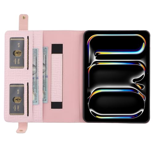 Handbag Case for iPad Mini 7 2024/Mini 6th Generation Case, Techcircle Elegant Crossbody PU Leather Folio Envelope Pocket Stand Cover with Hand Strap+Shoulder Strap+Pencil Holder+Card Slots, Baby Pink - color: 02 Baby Pink, size: iPad Mini 7/6 8.3"
