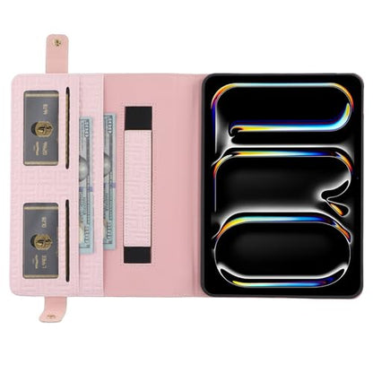 Handbag Case for iPad Mini 7 2024/Mini 6th Generation Case, Techcircle Elegant Crossbody PU Leather Folio Envelope Pocket Stand Cover with Hand Strap+Shoulder Strap+Pencil Holder+Card Slots, Baby Pink - color: 02 Baby Pink, size: iPad Mini 7/6 8.3"