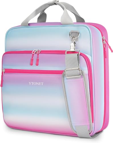 Ytonet 4 Inch D-Ring Zipper Binder, King Sized 3 Ring Binder with Zipper, 800 Sheets Extra Large Capacity Waterproof School Binders with Shoulder Strap for Students Fit 15.6 Inch Laptop, Blue-Pink - size: 4 inch