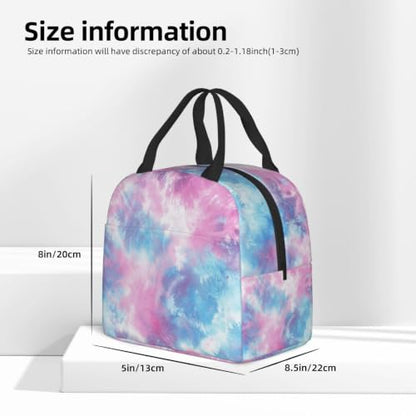 Pastel Blue Pink Tie Dye Lunch Box Insulated Meal Bag Lunch Bag Reusable Snack Bag Food Container For Boys Girls Men Women School Work Travel Picnic - color: pastel tie dye