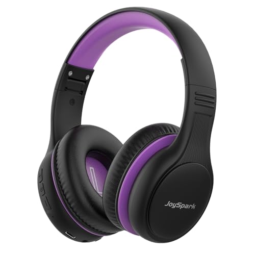 JoySpark Kids Bluetooth Headphones, 60 Hours Playtime, Bluetooth 5.4 Kids Headphones Wireless, Type-C Fast Charging, 85/94dB Volume Limited, Foldable Toddler Wireless Headsets with Mic (Black Purple) - color: Black Purple