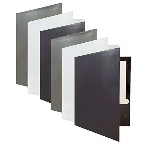 JAM PAPER Laminated Two Pocket Glossy School Folders - Letter Size - High Gloss Assorted Business Colors - 6/Pack - color: Assorted Business Colors, size: Pack of 6 Folders
