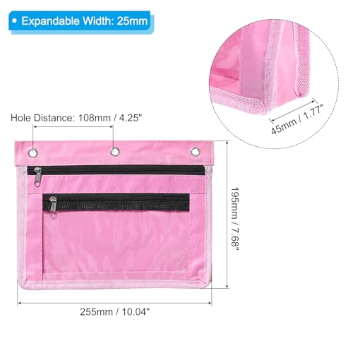 PATIKIL Expandable Pencil Pouch for 3 Rings Binder, 1 Pack Oxford Cloth Large Capacity Zipper Binder Pouch Pencil Case for Office Home, Pink - color: Pink