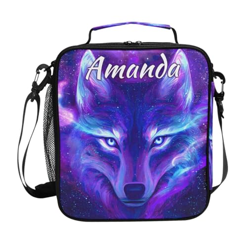 ALAZA Custom Wolf Galaxy Lunch Bag, 10.5in x 3.5in x 9.5in, Insulated, Reusable, Durable, Adjustable Strap, School or Picnic - color: C06