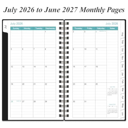 2026-2027 Pocket Planner/Calendar - 2026-2027 Planner from July 2026 - June 2027, Planner 26-27 with 12 Tabs, Twin-Wire Binding, Inner Pocket, 3.75" x 6.75, Black - color: Black, size: 3.75" x 6.75"