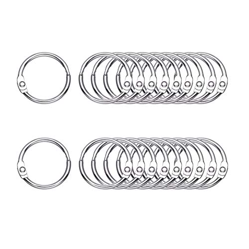 Antner 100Pcs Loose Leaf Binder Rings, 0.75" Diameter, Nickel Plated Metal Book Paper Rings Clips Keychain Keyrings for Index Cards, Flashcards, Notebooks, Photos, Scrapbooks, Home Office Supplies - size: 0.75 Inch-100 Pieces