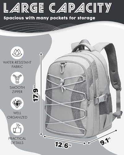 BLUEFAIRY Middle High School Backpack for Boys Girls Large Bookbag with Laptop Compartment Back to School Book Bags for Teens Teenagers Mochilas Escolares para Niños Niñas (Light Gray/Gray, Solid) - color: Light Gray/Gray