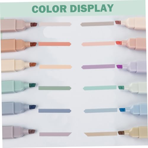 Aesthetic Highlighters, 12PCS No Bleed Dry Fast Dual Tip Pastel Highlighters with Square Stick for Office Back to School Supplies Dual Tip Planner