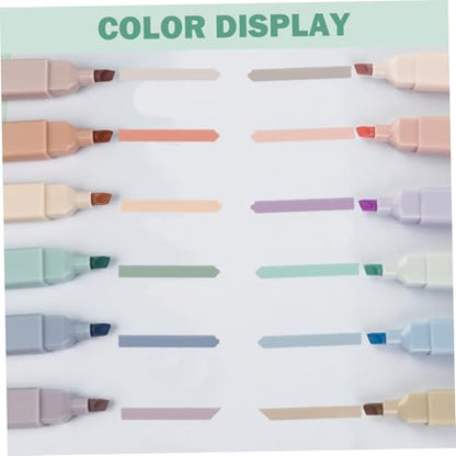 Aesthetic Highlighters, 12PCS No Bleed Dry Fast Dual Tip Pastel Highlighters with Square Stick for Office Back to School Supplies Dual Tip Planner